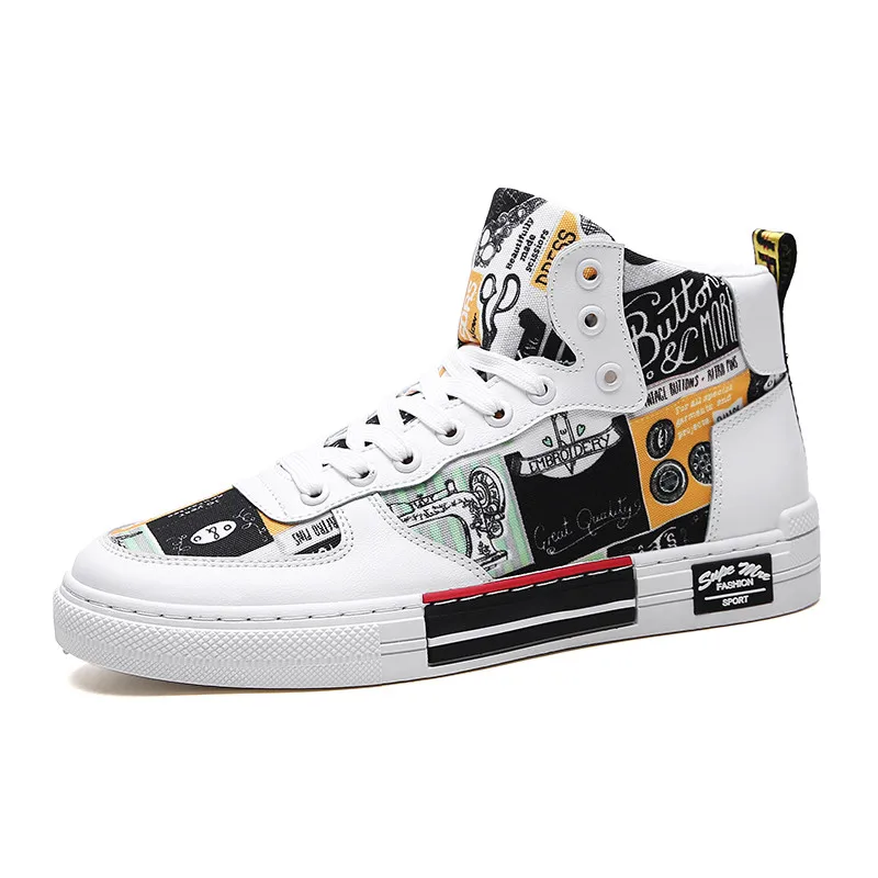 

Sapatos masculinos Fashion Men Flats Shoes Breathable High-Top Casual Shoes Man Canvas Classic Walking Sneakers Men Homme 2019