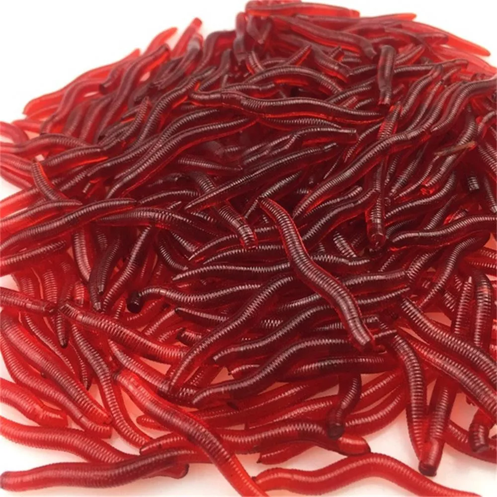 

50Pcs Fishing Bait Soft Lure Belly Chest Fork Dice Simulation Earthworm Artificial lure Fishing Soft Lure