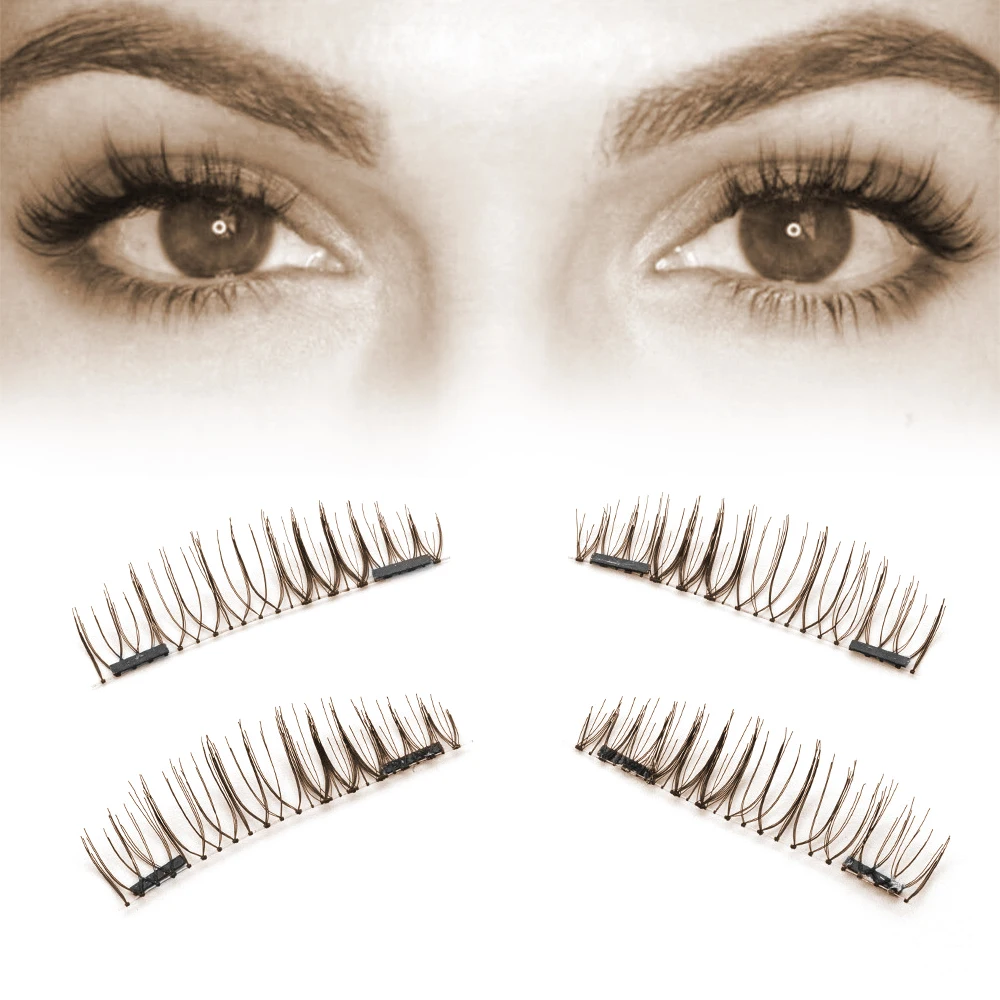 Buy 3D Brown False Eyelashes Handmade Cilios 4Pcs/Set