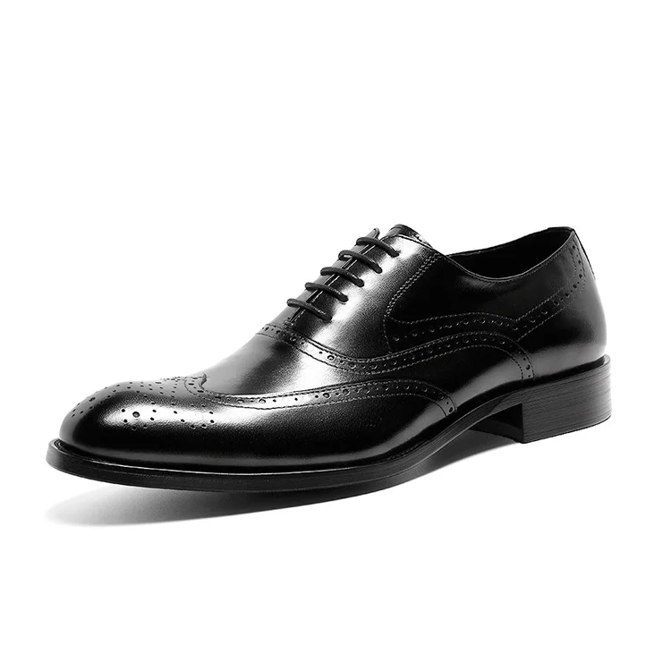 

GOXPACER 2018 Shoes Men Trend Formal Flats Brogue British Style Genuine Leather Shoes Cow Leather Lacing Flat Heel Free Shipping