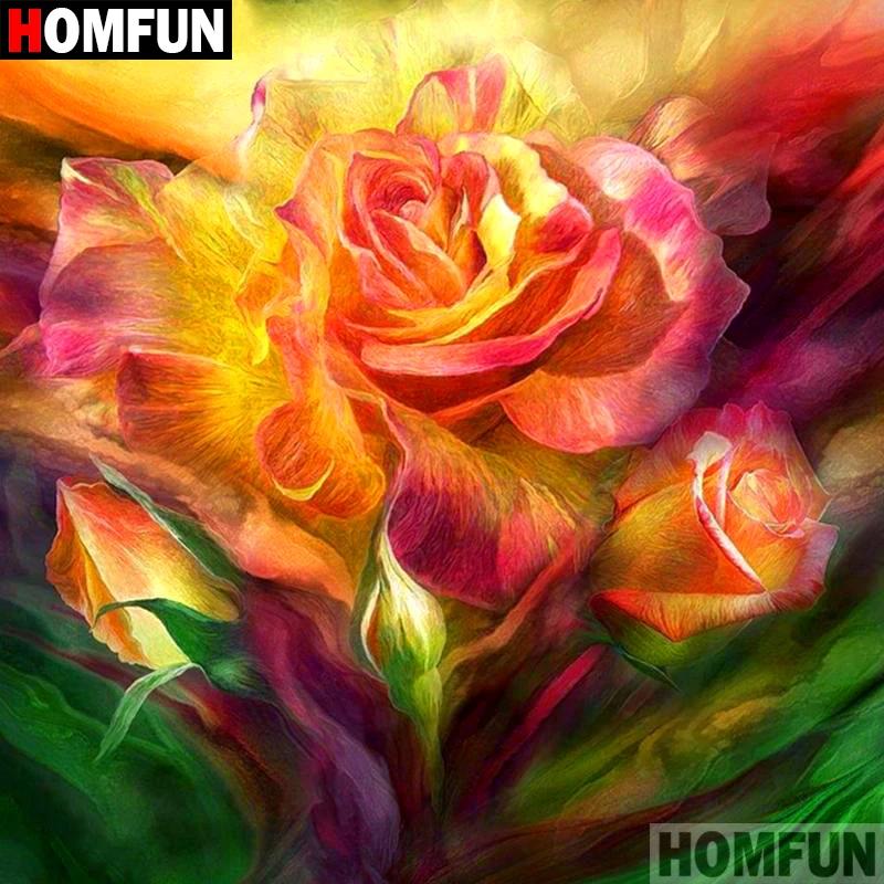 

HOMFUN Full Square/Round Drill 5D DIY Diamond Painting "Flowers open" 3D Embroidery Cross Stitch 5D Home Decor Gift A09264