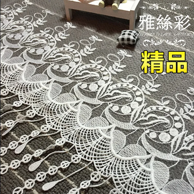 

1yard high quality lace 30cm width DIY clothes curtain white cotton lace embroidery NEW 2019 African Nigeria lace fabric sewing