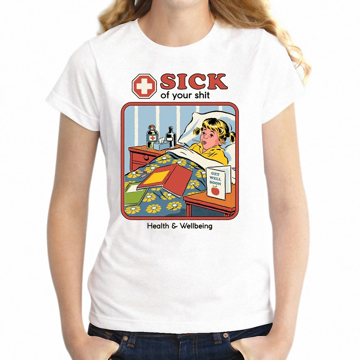 Женская футболка с темным юмором сухого юмора Alien Abduction Nostalgia 80s Awesome Drawing Girl's Tee |