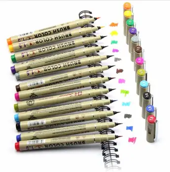 

12 Colors Soft Brush Pen Sketch Drawing Brush Pen for Painting Pigma Micron Fine Line Paint Brush Soft Waterproof Cartoons