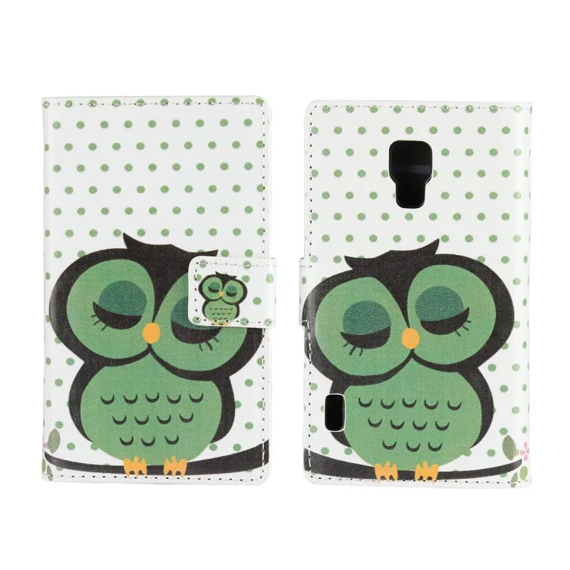 

Wallet Cases Cover For LG Optimus L7 II Dual P715 L7 P700 Leather Bags Flip Case Cute Owl Phone Accessories Capinhas Capa Coque