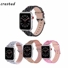 Кожаный ремешок для apple watch Band apple watch 5 4 3) 44 мм/40 мм, 42 мм, 38 мм, версия наручных часов iWatch, 5/4/3/2/1 Браслет bling Ремешок пояс