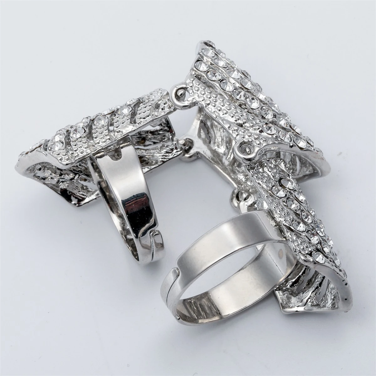 Yacq двойной полный палец костяшки доспехи длинное кольцо Кристалл Панк ювелирные изделия подарок для женщин ее античный серебряный золотой цвет RM02 дропшиппинг