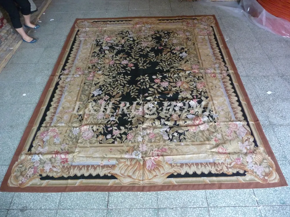 

Free shipping 8'x10' French Weave Aubusson rugs hand woven carpets high quality original oriented rug royal style