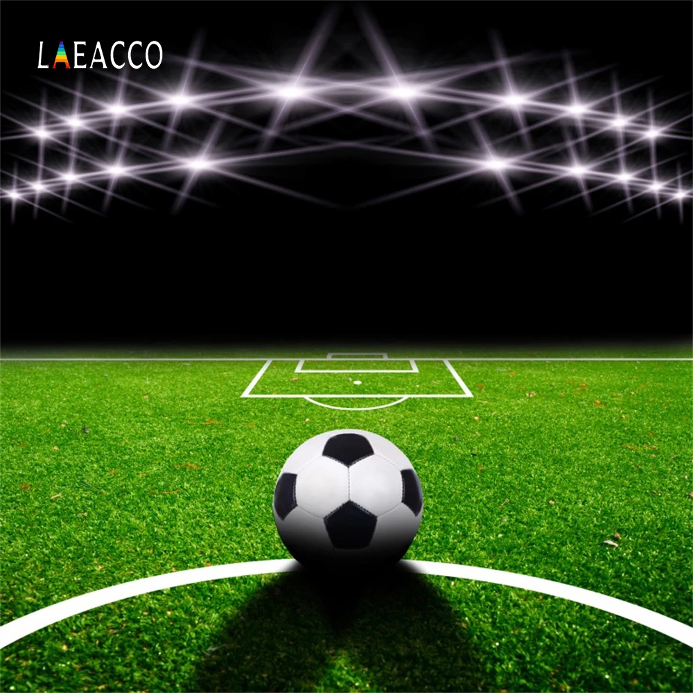 Laeacco Shining Stadium Football Match Scene Lights Photography Backgrounds Customized Photographic Backdrops For Photo Studio