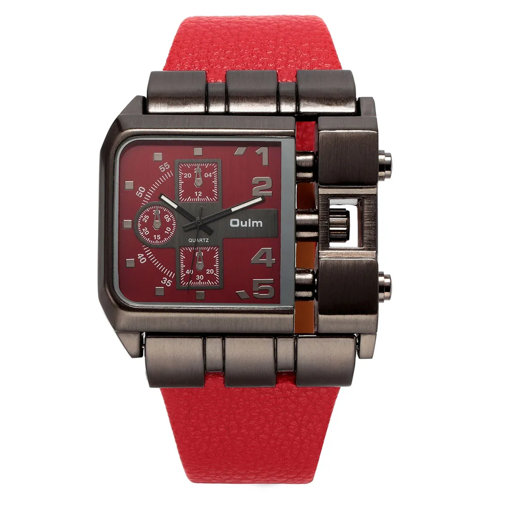 Reloj hombre Депортиво OULM бренда оригинальные уникальный дизайн квадратный мужские наручные часы широкий большой набор Повседневная кожаный