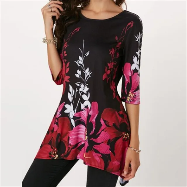 US $6.23 4XL Casual Summer Shirts Women 2019 Boho Floral Print Stretch Beach Shirt Tunic Loose Long Party Bl