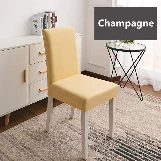 20 Color Solid Color Chair Cover Spandex Stretch Elastic Slipcovers Chair Covers For Dining Room Kitchen Wedding Banquet Hotel - Цвет: Champagne