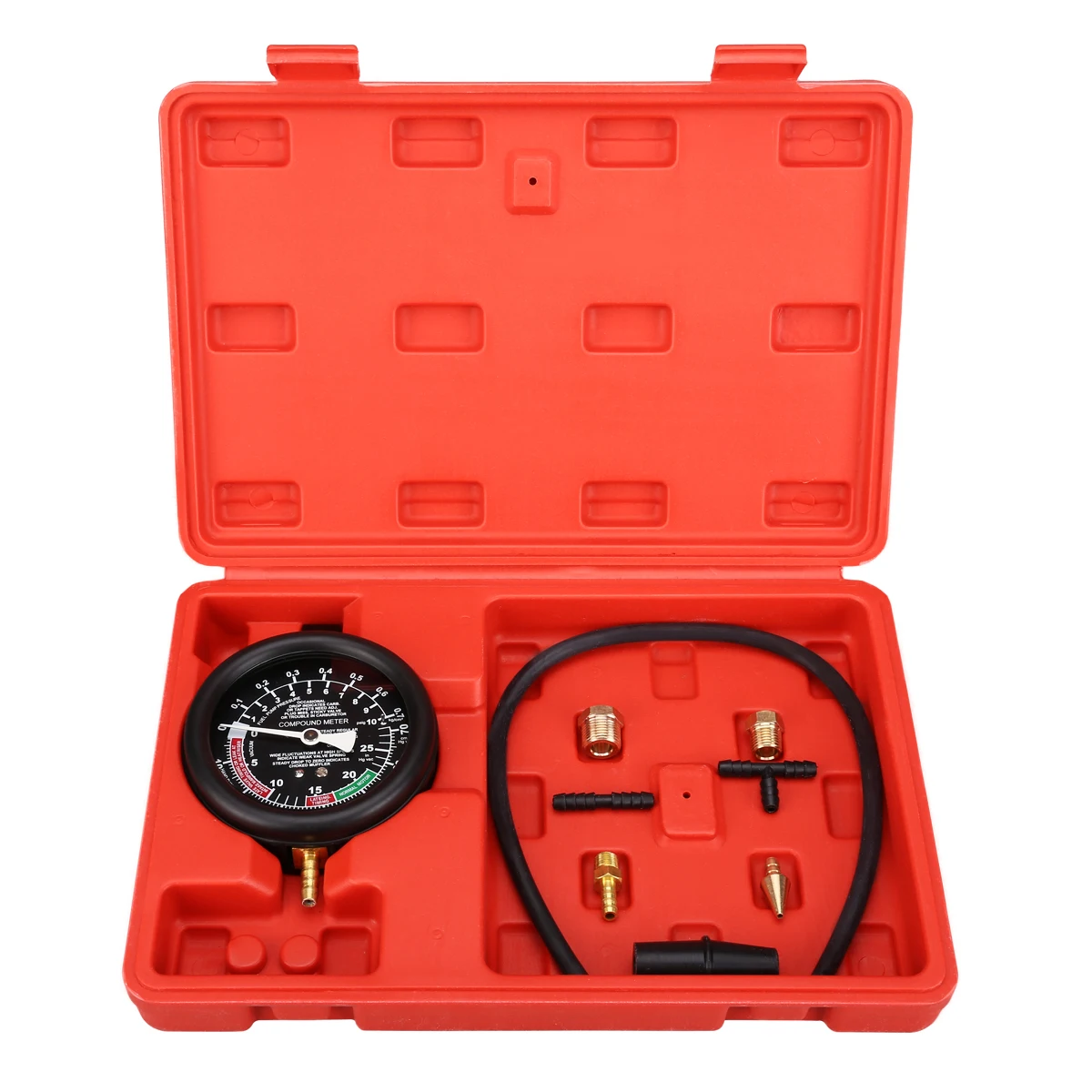 Car Fuel Pump Vacuum Tester Gauge Set Hand Held Fuel Line Leak Vacuum