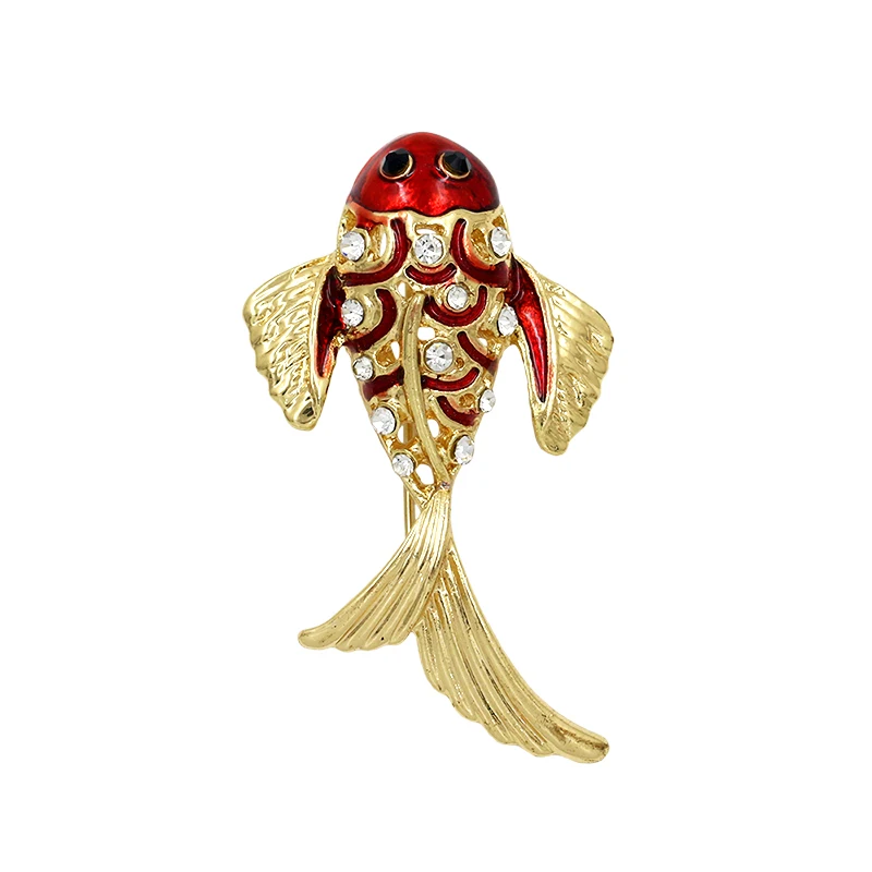 

WEIMANJINGDIAN New Arrival Enameled Crystal Fish Brooch Pins for Women
