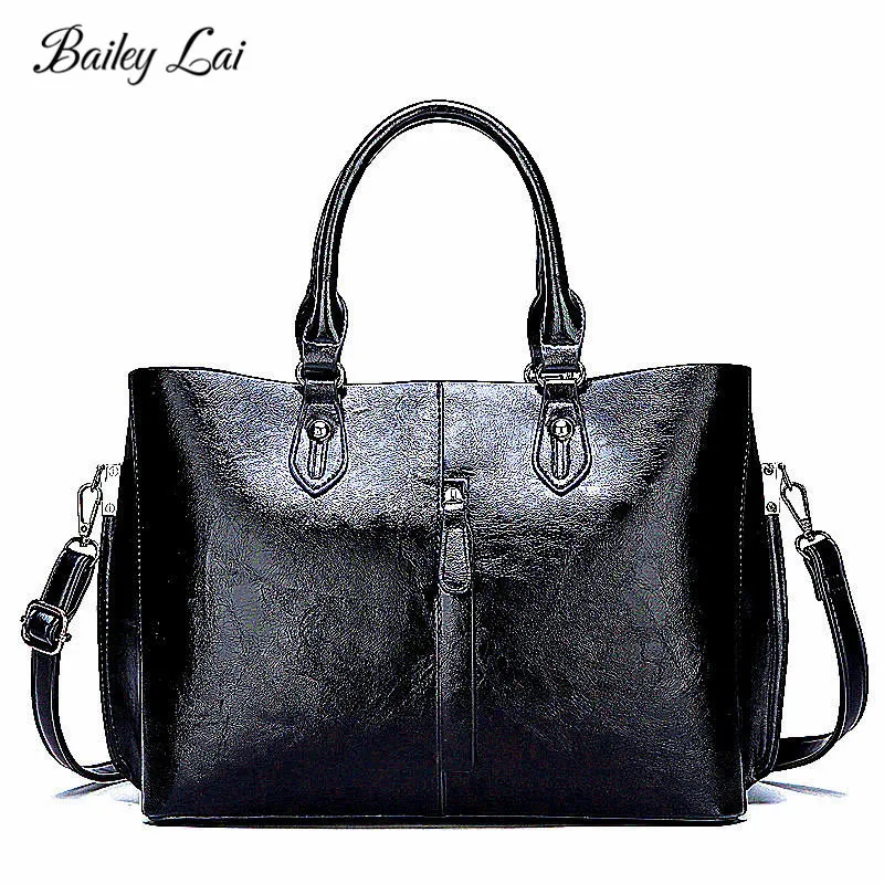 BAILEY LAI Women Leather Handbags Lady Large Tote Bag Female Pu Shoulder Bags Bolsas Femininas Sac A Main Brown Black Solidcolor BAILEY LAI Women Leather Handbags Lady Large Tote Bag Female Pu Shoulder Bags Bolsas Femininas Sac A Main Brown Black Solidcolor