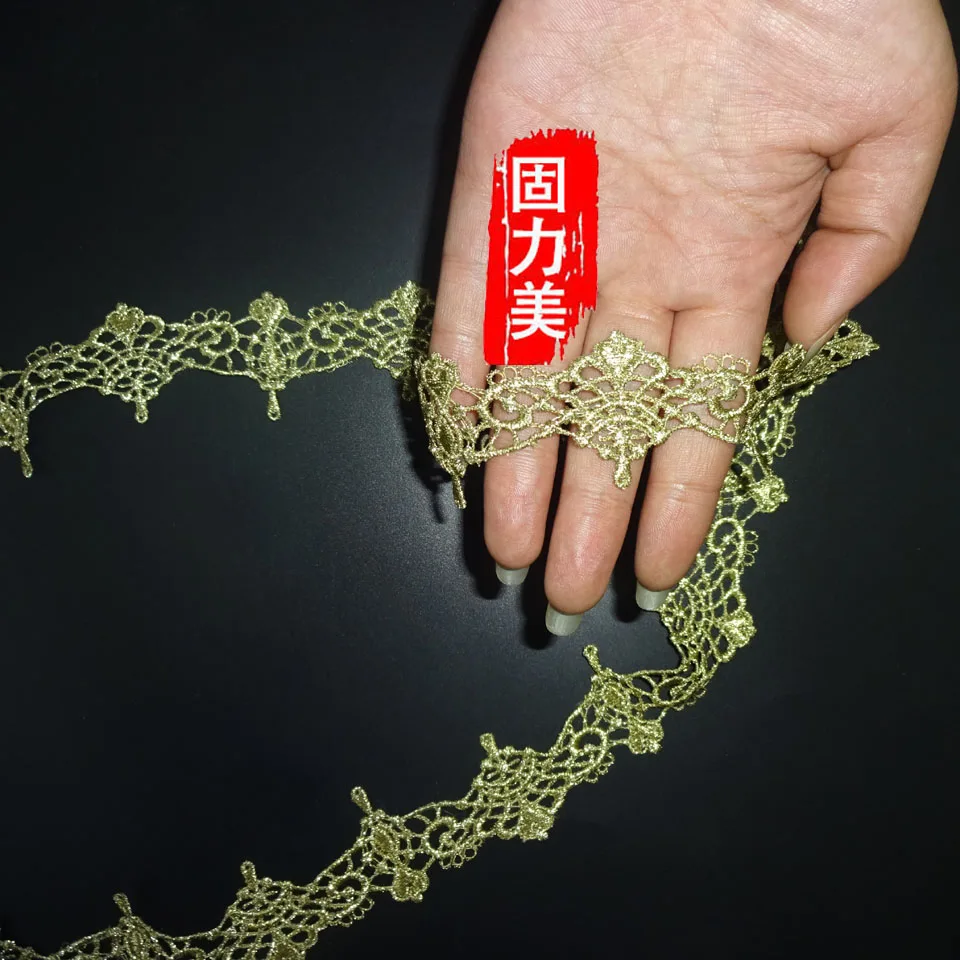 

2 yards Embroidered Trim Applique Embroidery Gold Leaf flower Dentelle Lace Ribbon Sewing Accessories DIY Accessories