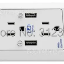 США Тип Шесть гнездо розетки с 125 В 15A 60 Гц Два USB DC 5 В 2000ма Белый Блок розеток в японском стиле