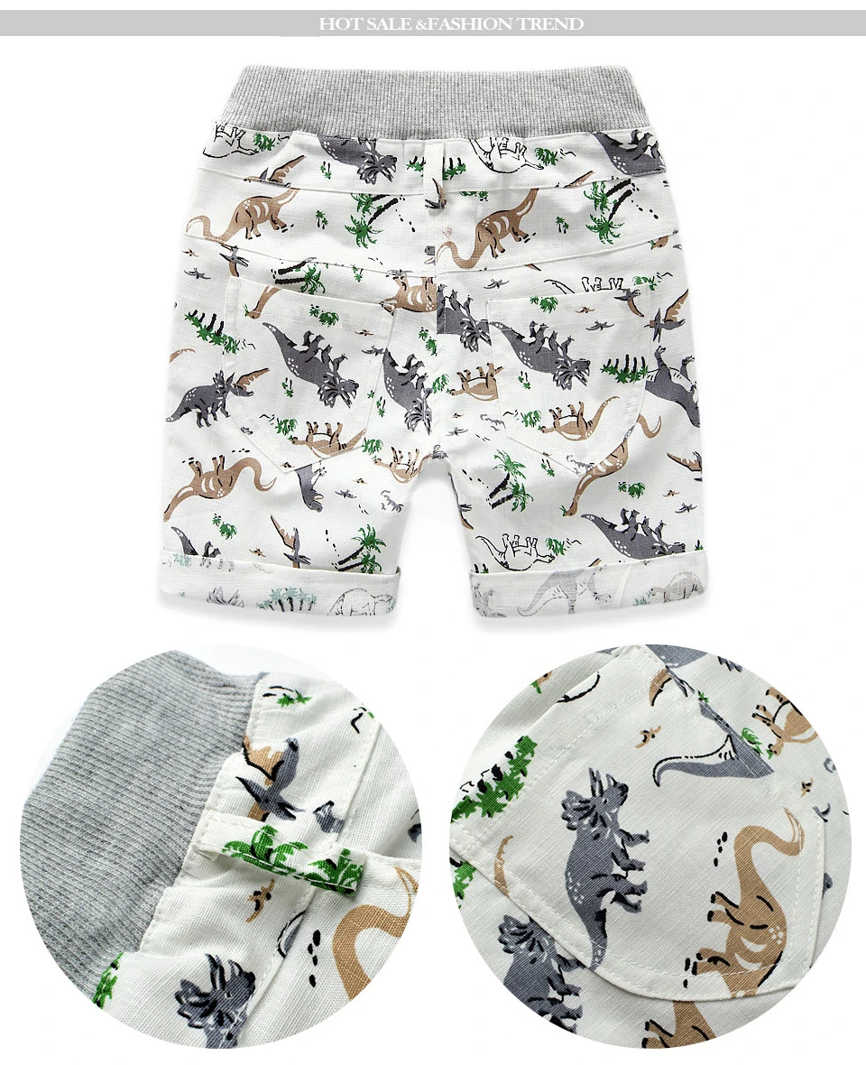 Свободные шорты для мальчиков Летняя детская пляжная одежда Штаны с манжетами с принтом динозавра для мальчиков спортивные шорты для маленьких мальчиков от 2 до 7 лет с надписями CI031