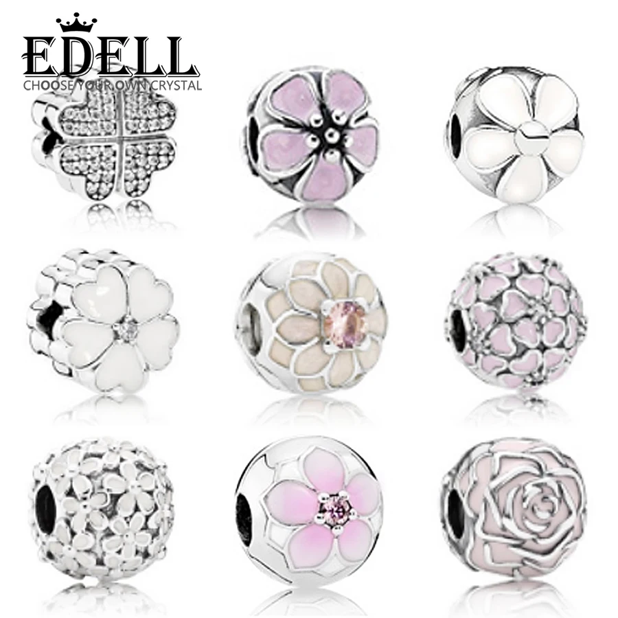 

EDELL 925 Sterling Silver Safety Clip Spring bloom charm Bead Collocation Bracelet DIY Suitable Sending Woman Birthday Gift
