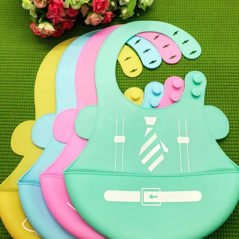 Cartoon Kids Silicone Baby Bibs Children's Adjustable Waterproof Bib Baby Feeding Stuff Burp Cloth Boy Girl Bibs Apron Baberos