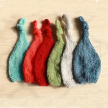 Длинная плетеная шапка ручной работы из мохера пушистая вязаная крючком шапочка, шапка, шапочка. Опора. Для новорожденных и маленьких Подставки для фотографий