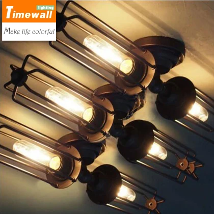 

American country Vintage Loft industrial simple modern stairs corridor long iron double wall lamp wholesale