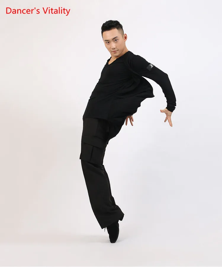 Новинка 2017 черный V шеи с длинными рукавами вальс Костюмы для латиноамериканских танцев современный танец лучших Для мужчин Костюмы для