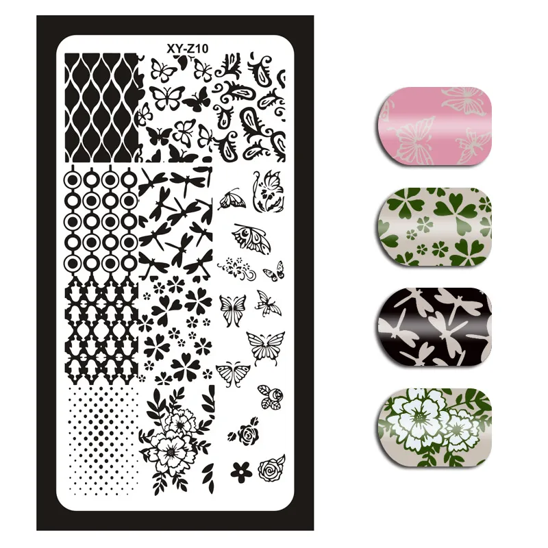 1Pc 6x12cm Nail Stamping Plates Flowers/Heart/ Pattern/English Letters DIY Hot Designs Stamp Template Nail Polish Stencils XY18 - Цвет: 10