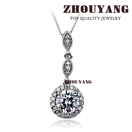 ZHOUYANG Top Quality ZYN429 CZ Silver Color Fashion Pendant Jewelry Made with Austria Crystal Elements Wholesale