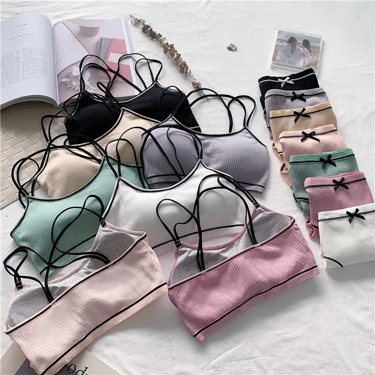 Japanese Lingerie Set Cotton Thin Screw Thread Push Up Bra Set Beauty Back Women Bra Panties Set Comfort Underwear panty sets
