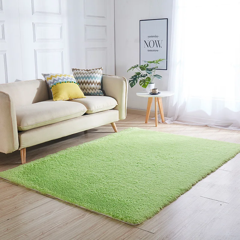 

New Arrival long hair carpet Living room coffee table mat bedroom bedside blanket Rectangular carpet silk solid color rug
