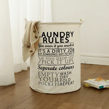 

40*50cm Cotton Linen Laundry Basket for Dirty Clothes Waterproof Folding Toy Organizer Storage Bucket Home Storage&Organization
