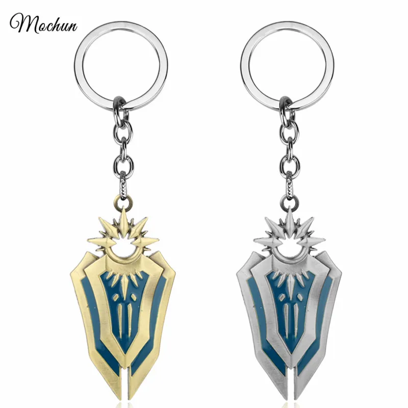 

MQCHUN Iron Solari Leona Shield League of Legends LOL Weapon Metal Keyring Keychain Metal Alloy Key Chain Ring For Player's Gift