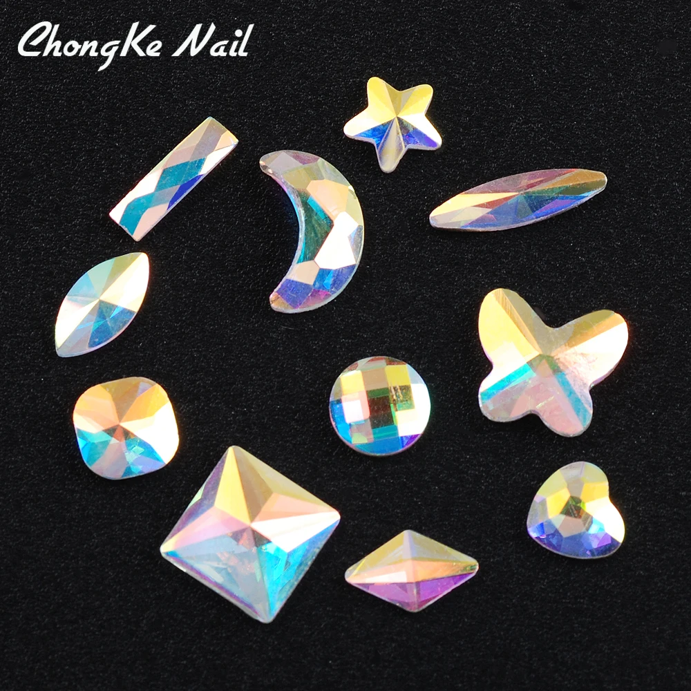 Hisenlee 3D Nail Art 11kinds Fancy Shaped Diamond Crystal Flat Back