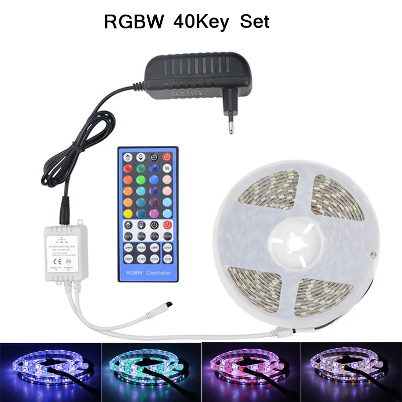 RGB DC 12 В светодиодный светильник, водонепроницаемый 10 м 5 м RGBW RGBWW 5050 60 светодиодный s/M SMD неоновая лента, Светодиодная лента, диод, Wifi контроллер, набор - Emitting Color: RGBW 40key set