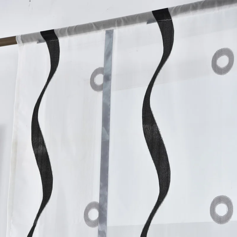 Кухонные шторы короткие римские жалюзи белая черная прозрачная Тюлевая ткань панель двери шторы оконная обработка вуаль жаккард полоса