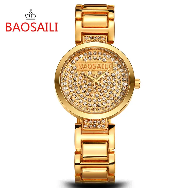 Новый стиль BAOSAILI брендовые модные шикарные часы с кристаллами женские