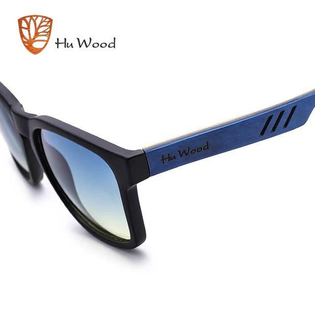 HU WOOD Brand Design Multi-color Frame Skateboard Wood Sunglasses For Men Color Gradient Lenses Driving Shade Anti-glare GR8011