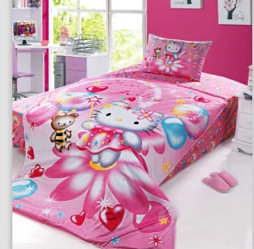 Christmas Gift Girls Duvet Cover Sets Blue Pink Hello Kitty