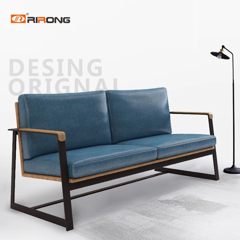 عالية الكثافة الأزياء الأزرق العتيقة كنبة مكتب طاولة القهوة الخشبية مجموعة