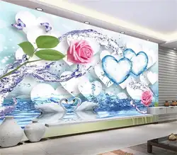 3d обои фото обои на заказ росписи гостиная розы «Лебединое озеро» роспись диван ТВ фон обои для стен 3 D