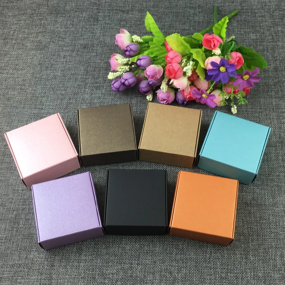 

50pcs/lot kraft paper box packaging rectangle gift paper soap box packaging kraft gift cardboard box