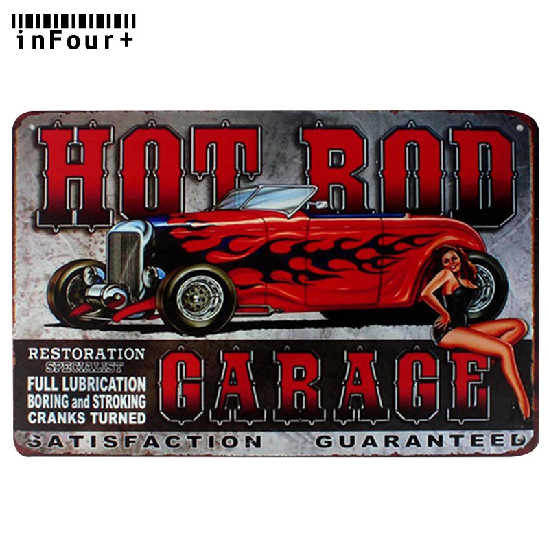 Горячий Rod Garage Bar Pub Декор стен для дома металлический знак винтажный жестяная