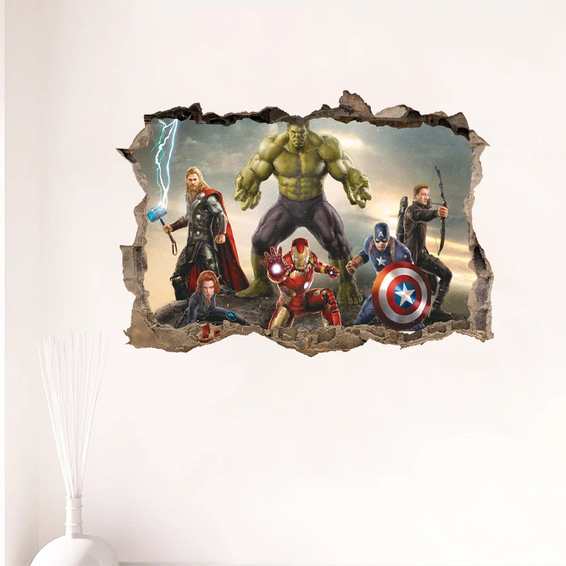 Marvel Avengers Wall Stickers For Kids Room Boy Bedroom Accessories Decorative Wall Decals DIY Mural Art PVC Poster