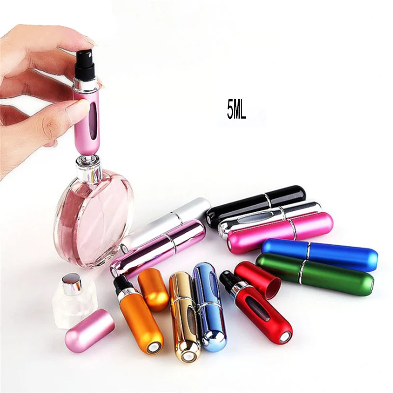  5ml Refillable Mini Perfume Spray Bottle Aluminum Spray Atomizer Portable Travel Cosmetic Container