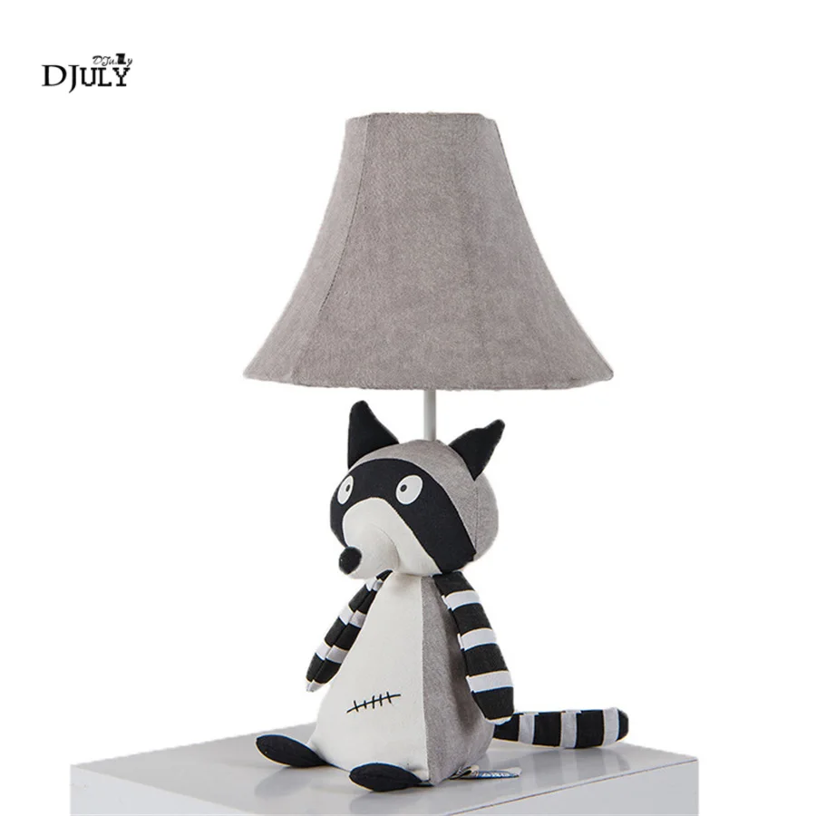 

Creative Grey Raccoon Cartoon Fabric Table Lamp Kids Cute Bedroom Lamp Home Decor Led Animals Light Table Children Birthday Gift