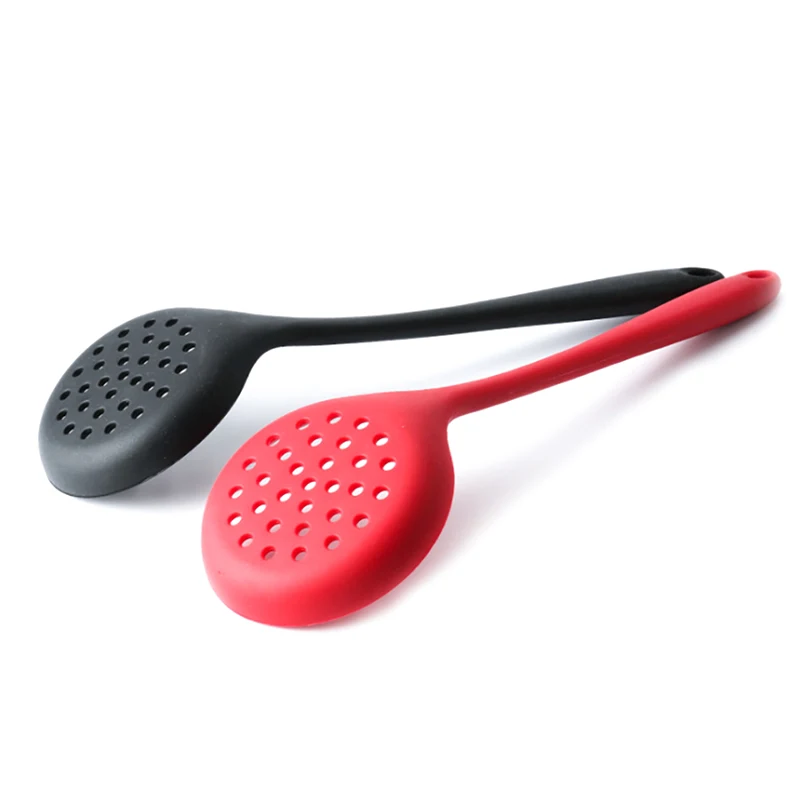 Силиконовый с отверстиями скиммер силиконовая кулинарная лопатка шумовка, ложка ковш-сито с длинной ручкой