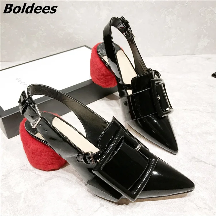 sling back chunky heel