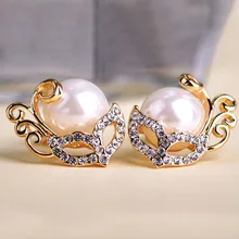Blucome Клиренс кристалл маска Форма Серьги гвоздики имитация жемчуга маленькие серьги для женщин девочек Танцевальная вечеринка ухо аксессуары