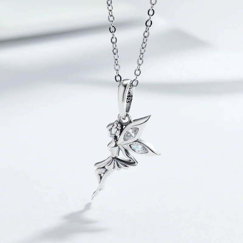 Аутентичные 100% 925 пробы серебро Цветочная фея длинные Цепочки и ожерелья Для